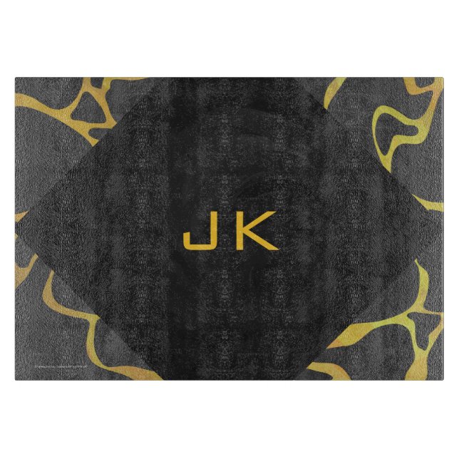 Planche À Découper Impression Giraffe noir et jaune (Devant)