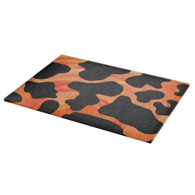 Planche À Découper Impression noire et orange de vache (Coin)