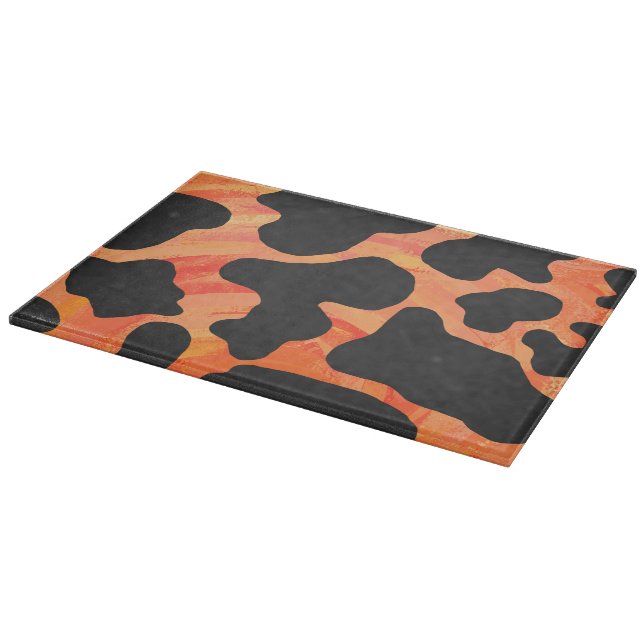 Planche À Découper Impression noire et orange de vache (Coin)