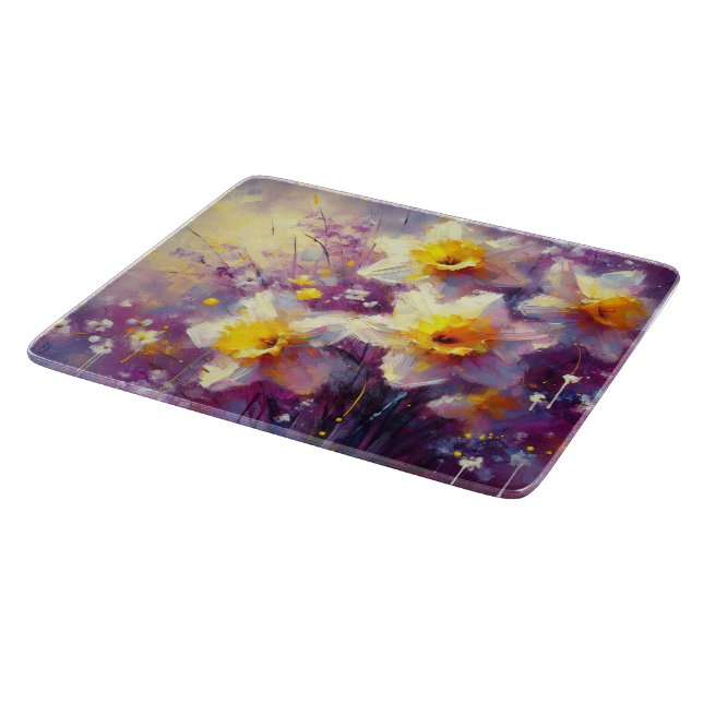 Planche À Découper Impressionniste Daffodique Floral Purple Jaune Art (Coin)