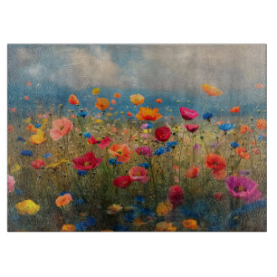 Planche À Découper Impressionniste Fleur sauvage vibrant