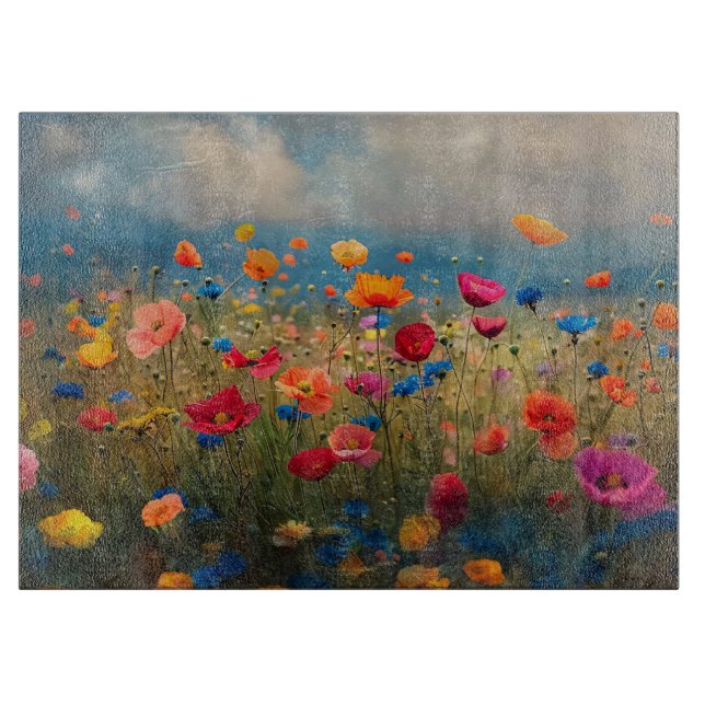 Planche À Découper Impressionniste Fleur sauvage vibrant (Devant)