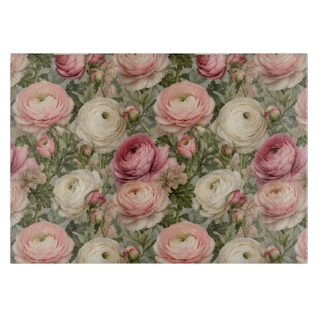 Planche À Découper Imprimé floral de renoncule sophistiqué (Devant)