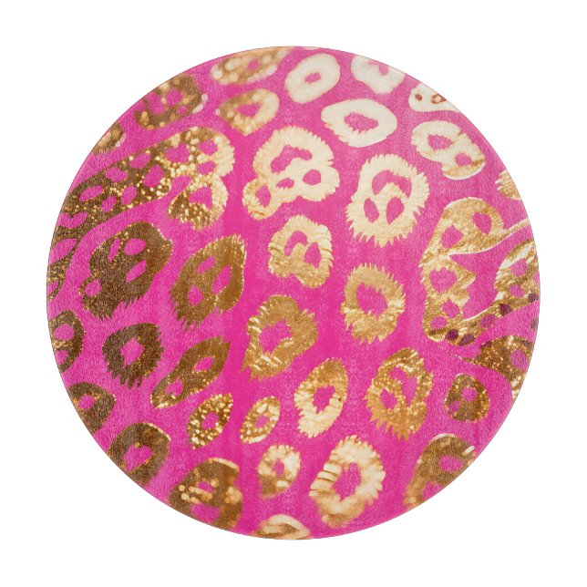 Planche À Découper Imprimé léopard or rose fuchsia glamour (Devant)