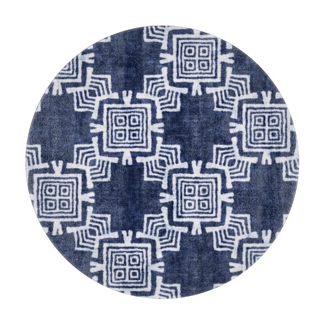 Planche À Découper Indigo tordu à damiers arrière - plan texturé. (Devant)