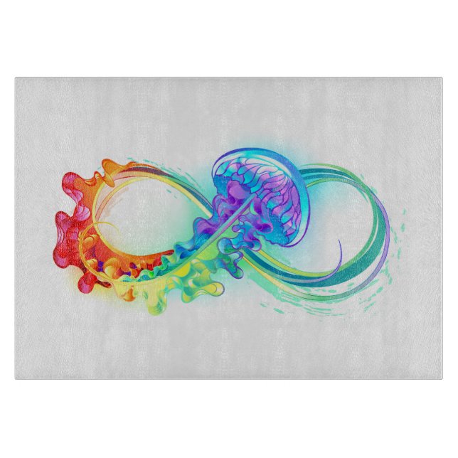 Planche À Découper Infini avec méduse arc-en-ciel (Devant)