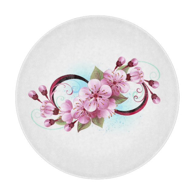 Planche À Découper Infinité avec les fleurs Sakura (Devant)