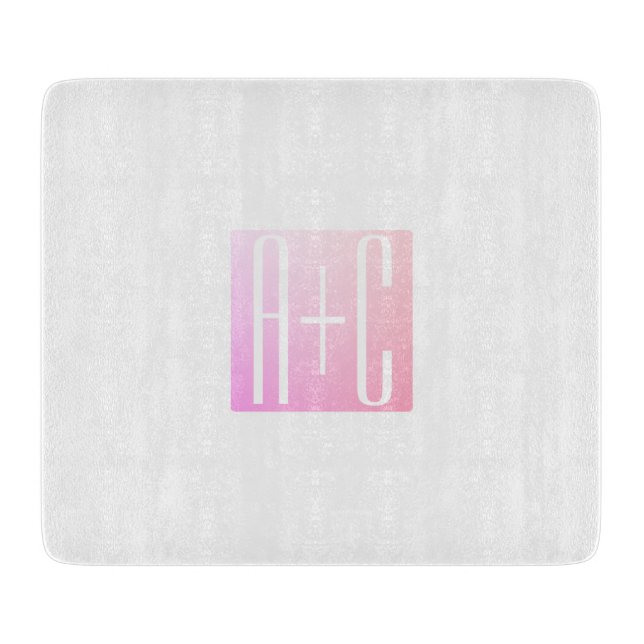 Planche À Découper Initiales de couple | Gradation rose subtile (Devant)