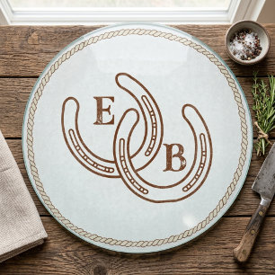 Planche À Découper Initiales de monogramme de couple de fer à cheval