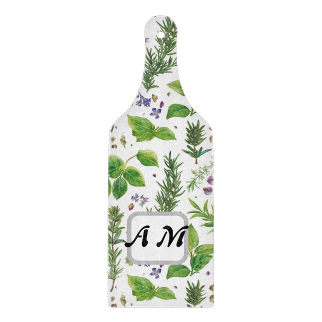 Planche À Découper Initiales personnalisées Motif sans couture d'herb (Devant)