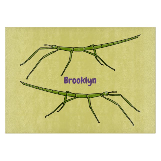 Planche À Découper Insectes bâtons verts mignons avec dessin animé de (Devant)