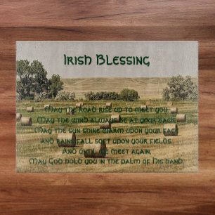 Planche À Découper Irish Blessing Hay Bales in Field