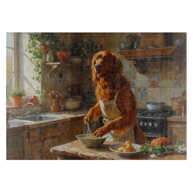 Planche À Découper Irish Red Setter Cooking in Kitchen (Devant)