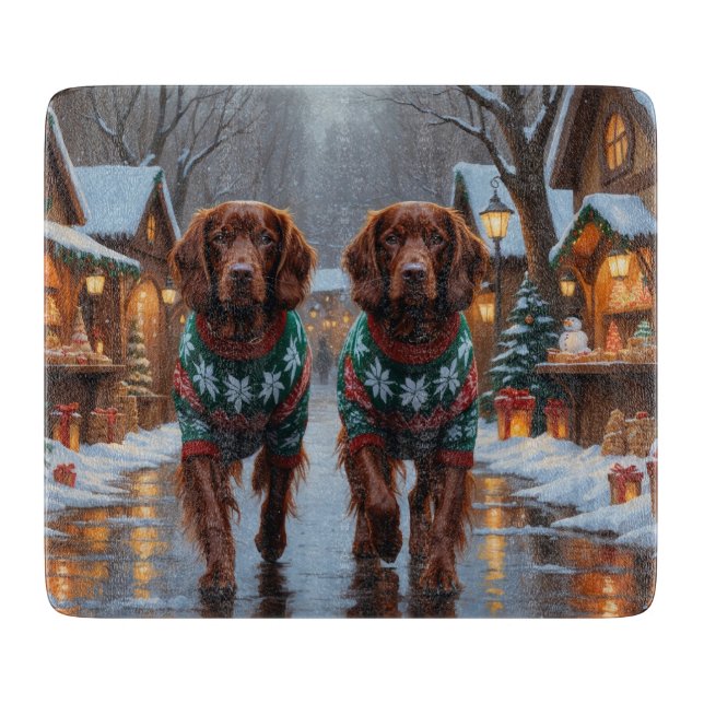 Planche À Découper Irish Red Setter Dogs Christmas Snow Holiday (Devant)