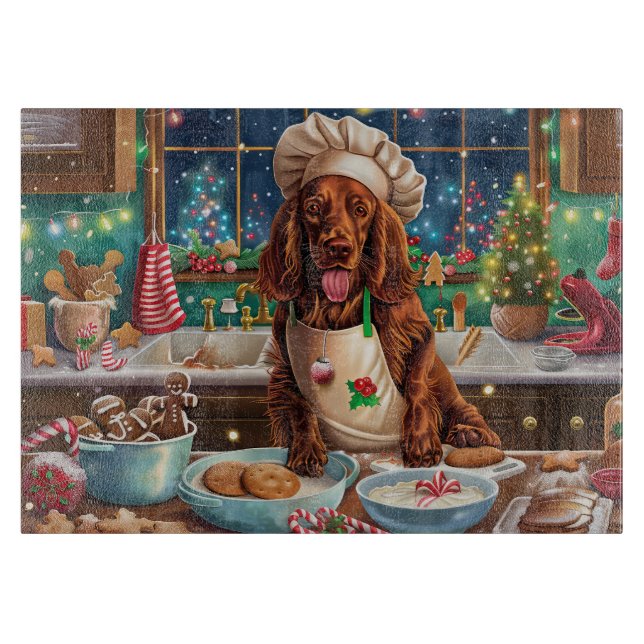 Planche À Découper Irish Setter Gâteau de vacances : Noël festif (Devant)