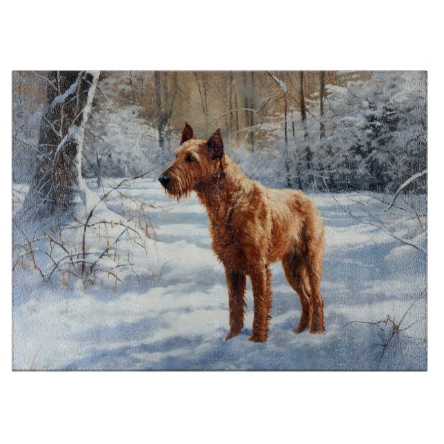 Planche À Découper Irish Terrier Laisser neiger Noël (Devant)