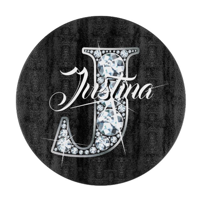 Planche À Découper J Faux Diamond Bling Monogram (Devant)