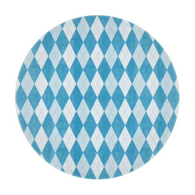 Planche À Découper Jacquard bleu Peacock Petite forme diamant (Devant)