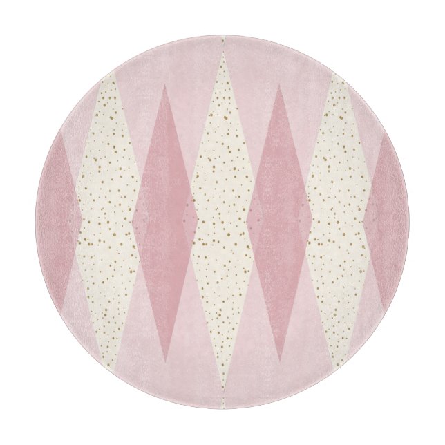 Planche À Découper Jacquard rose moderne du milieu du siècle (Devant)