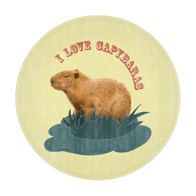 Planche À Découper J'adore les capybaras Amoureux de capybara mignon (Devant)