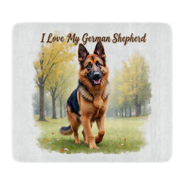 Planche À Découper J'adore mon berger allemand (Devant)