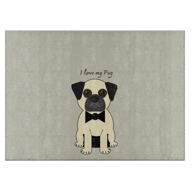 Planche À Découper J'adore mon Pug (Devant)