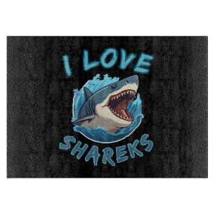 Planche À Découper J'aime les requins Fisher