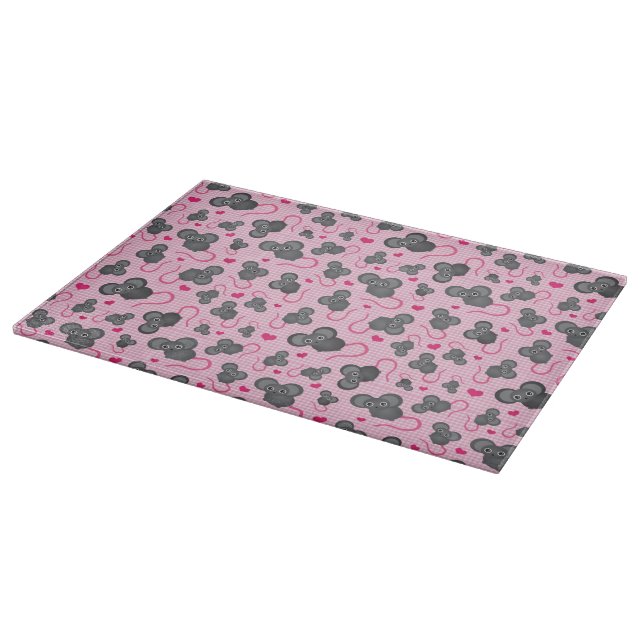 Planche À Découper J'aime mon motif de souris dans le rose (Coin)