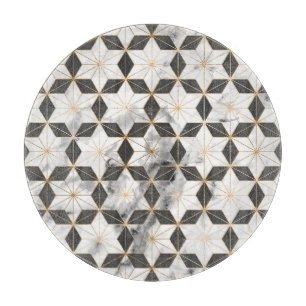 Planche À Découper Japonais Asanoha : Motif en marbre d'or.