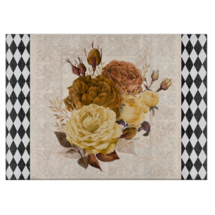 Planche À Découper Jardin Arlequin vintage Roses Coupe