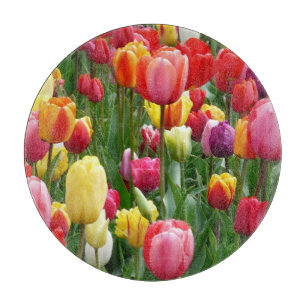 Planche À Découper Jardin aux fleurs de tulipes