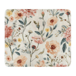 Planche À Découper Jardin de fleurs sauvages à l'aquarelle Fleurs de