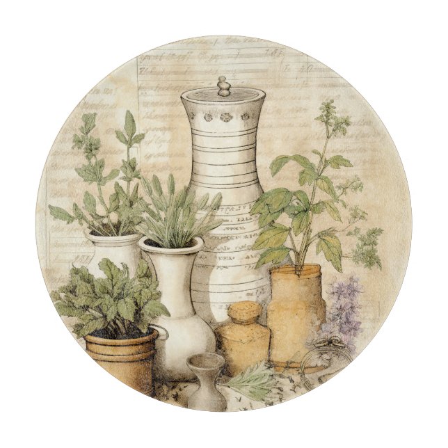 Planche À Découper Jardin d'herbes potées personnalisable (Devant)