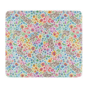 Planche À Découper Jardin fantaisiste de Pebble Chat gris et floral b
