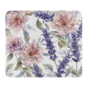 Planche À Découper Jardin floral aquarelle pivoine lavande