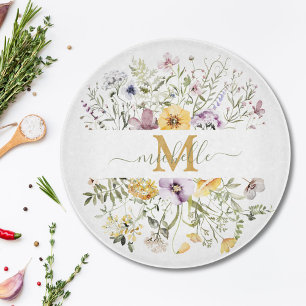 Planche À Découper Jardin Floral Élégant de Fleurs Sauvages Colorées 