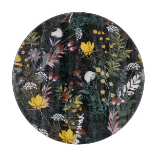 Planche À Découper Jardin floral foncé : Motif nocturne florissant