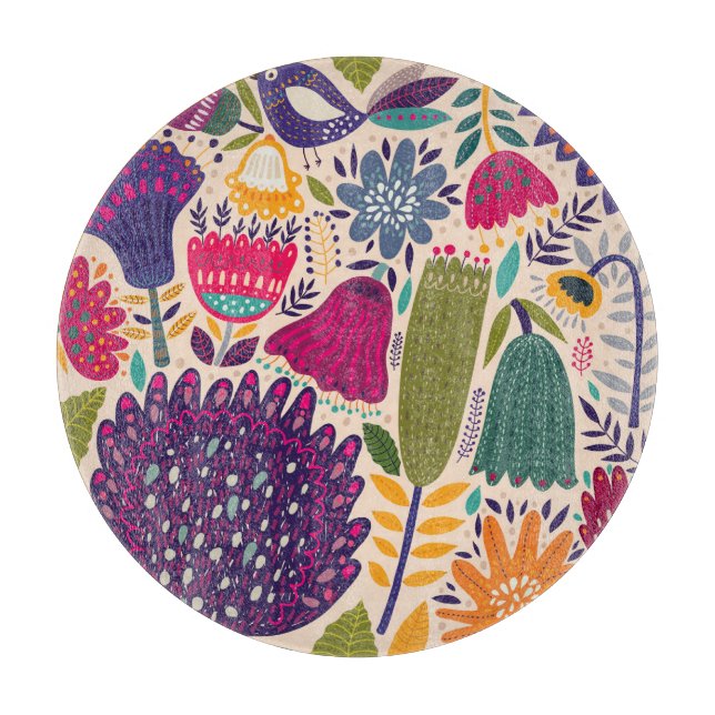 Planche À Découper Jardin tropical : collection motif de printemps. (Devant)