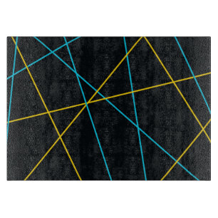 Planche À Découper Jaune, Bleu, cool, tendance, urbain, lignes modern