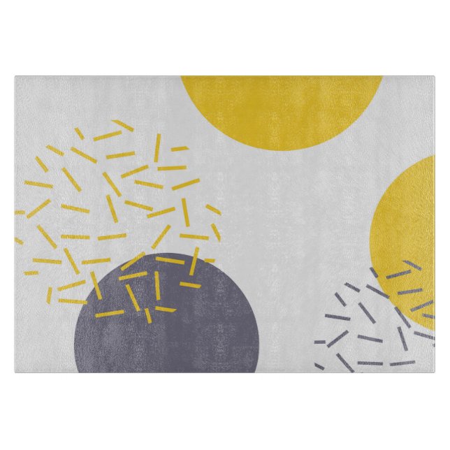 Planche À Découper Jaune, cool, moderne, art géométrique tendance (Devant)