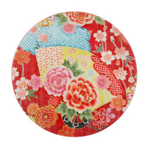 Planche À Découper Jaune jaune Floral japonais traditionnel