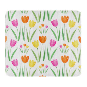 Planche À Découper Jaune, rose, orange Tulips Motif