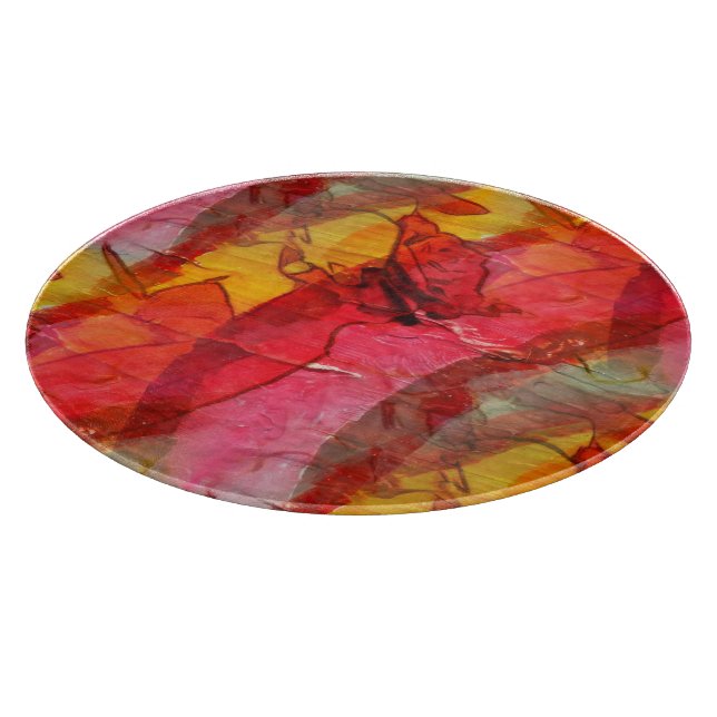 Planche À Découper Jaune rouge d'art d'aquarelle (Coin)
