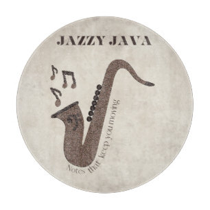 Planche À Découper Jazzy Java-Grains de Café-Saxophone-