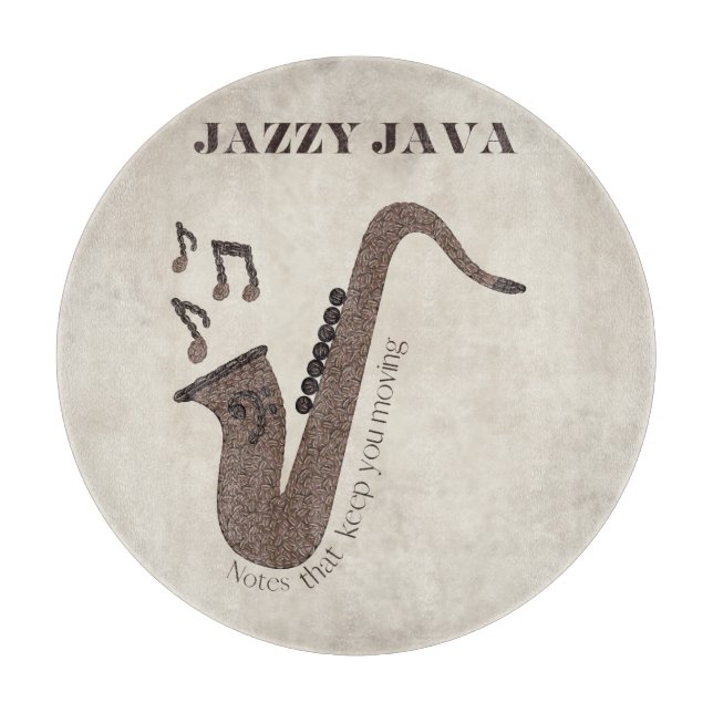 Planche À Découper Jazzy Java-Grains de Café-Saxophone- (Devant)