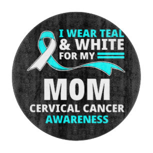 Planche À Découper Je Porte Le Sarcelle Et Blanc Ma Mère Cancer Du Co