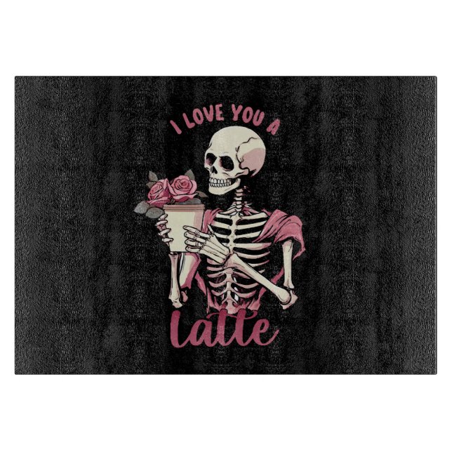 Planche À Découper Je t'aime un squelette de la Saint-Valentin (Devant)