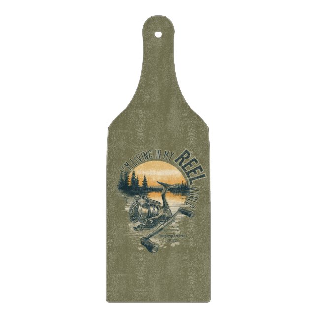 Planche À Découper Je vis dans mon | Cadeau drôle de pêcheur |  (Devant)
