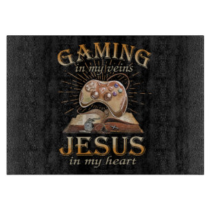 Planche À Découper Jeux vidéo dans mes veines Jésus dans mon cœur