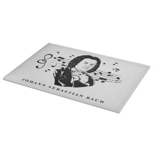Planche À Découper Johann Sebastian Bach Portrait et buste avec notes